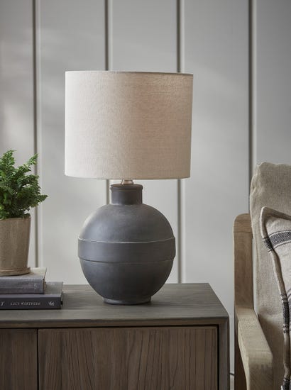 Round Black Ceramic Table Lamp