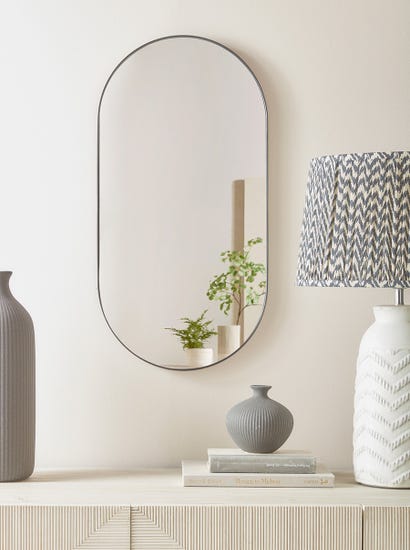 Lozenge Shaped Wall Mirror - Black