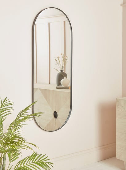 Lozenge Shaped Full Length Mirror -  Black