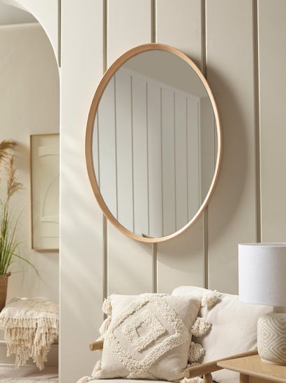 Oak Deep Framed Mirror - Oval