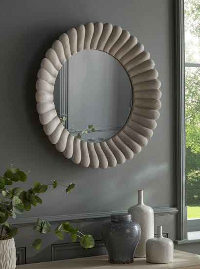 Grey Scalloped Mirror
