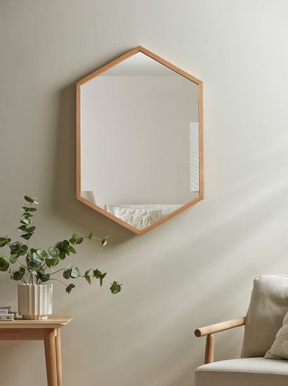 Oak Hexagon Mirror