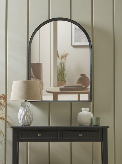 Arched Black Oak Mirror