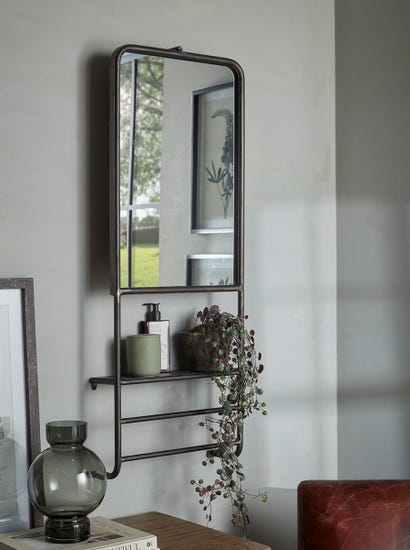 Industrial Mirror Shelf Rack