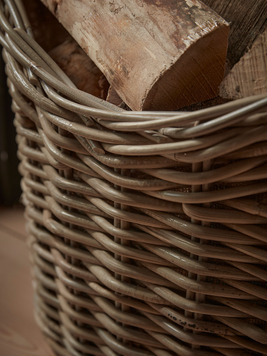 Product photograph of Curved Wicker Log Basket from Cox and Cox.