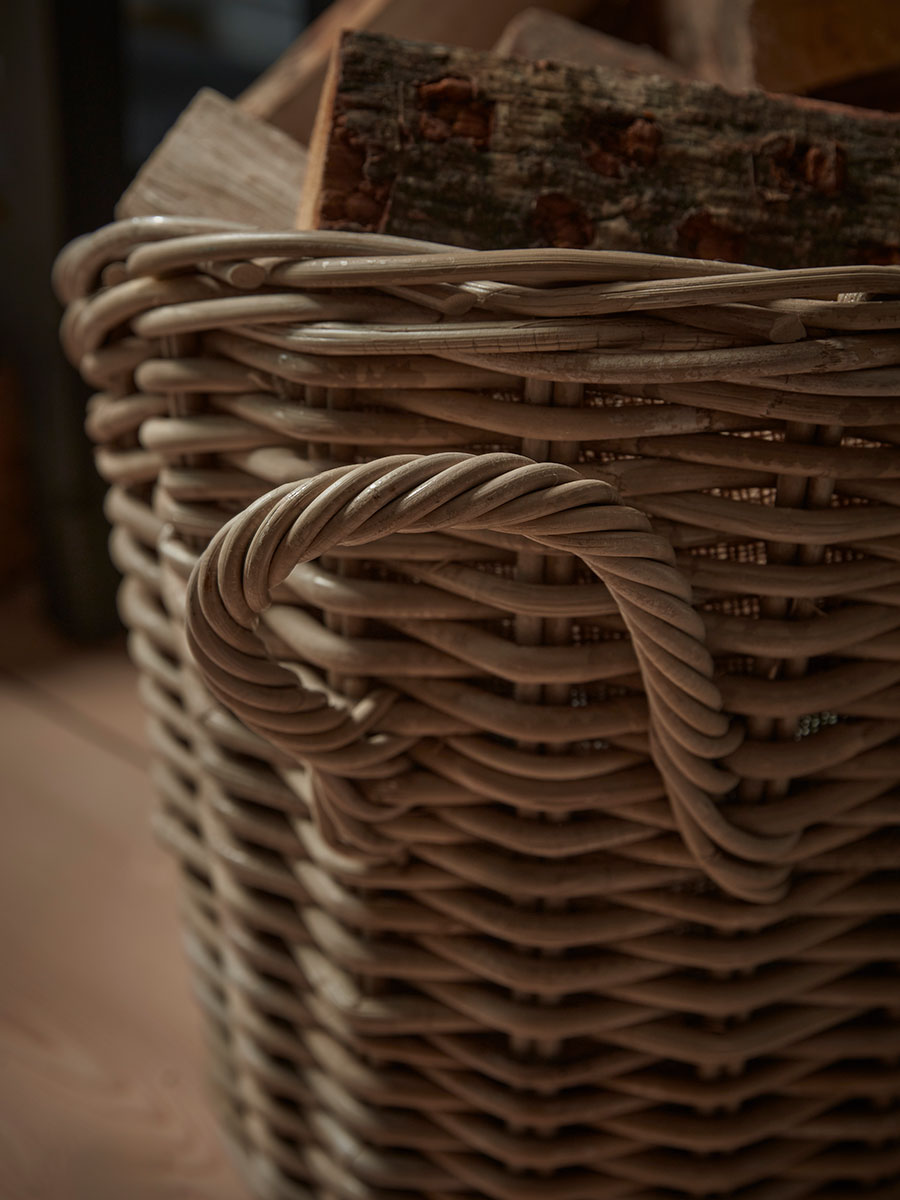 Product photograph of Curved Wicker Log Basket from Cox and Cox.