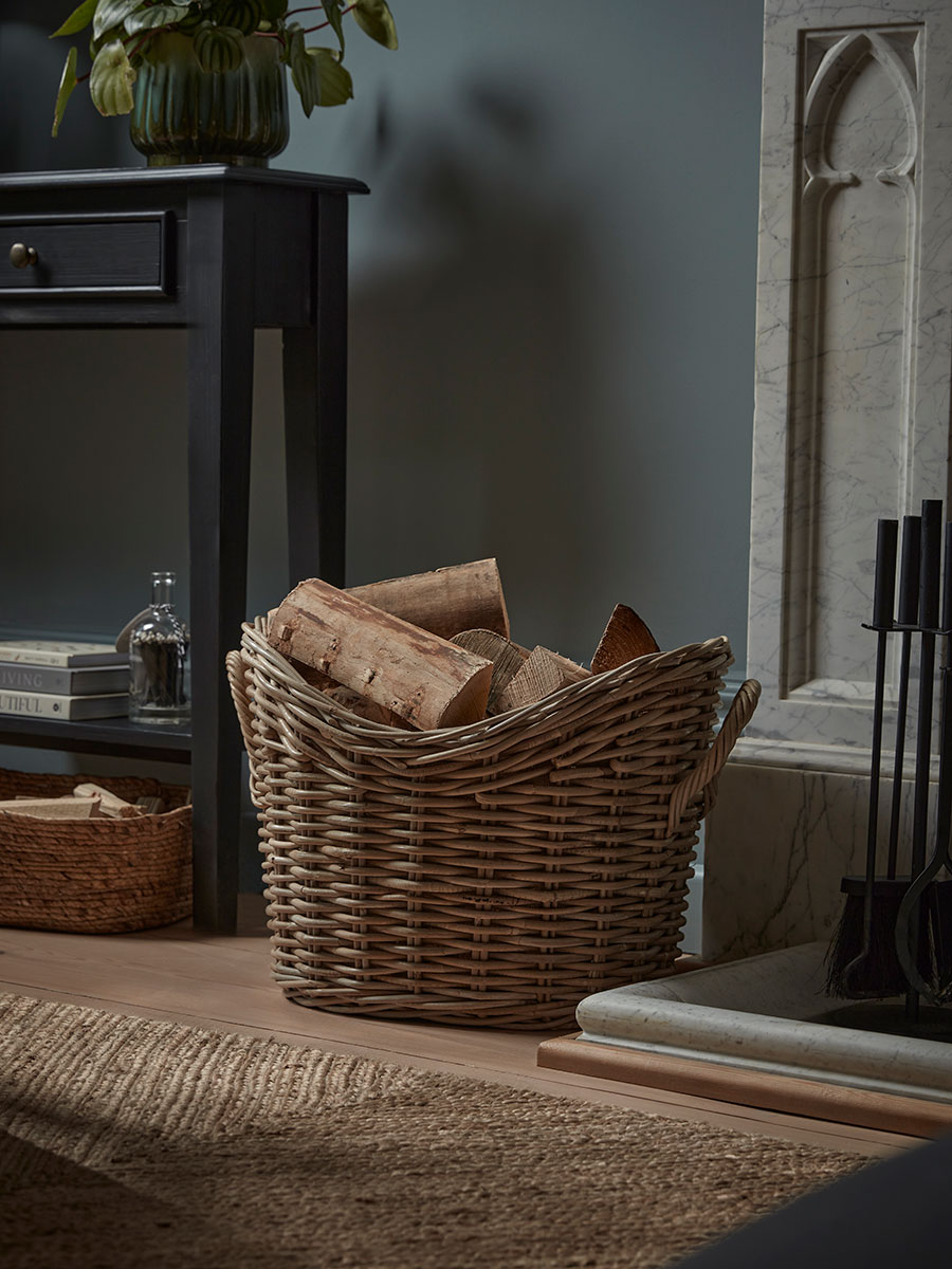 Product photograph of Curved Wicker Log Basket from Cox and Cox
