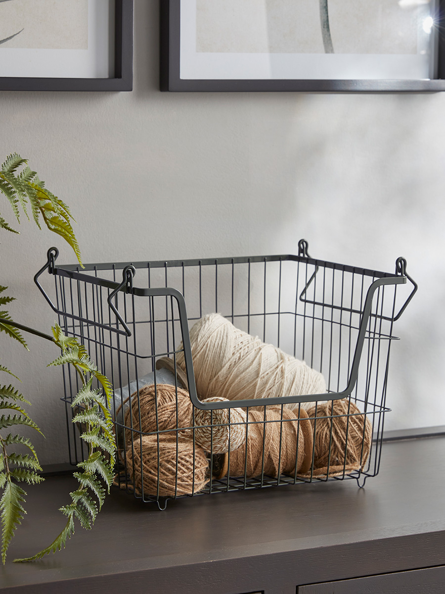 Product photograph of Olive Wire Storage Basket - Small from Cox and Cox.