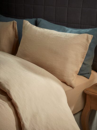 Two Luxury Linen Pillowcases - Barley
