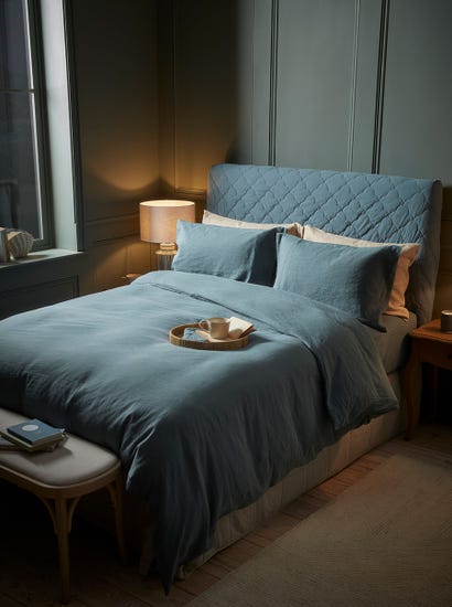 Luxury Linen King Duvet Cover - Nordic Blue