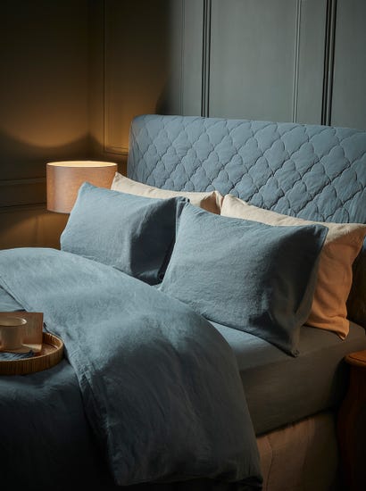 Two Luxury Linen Pillowcases - Nordic Blue