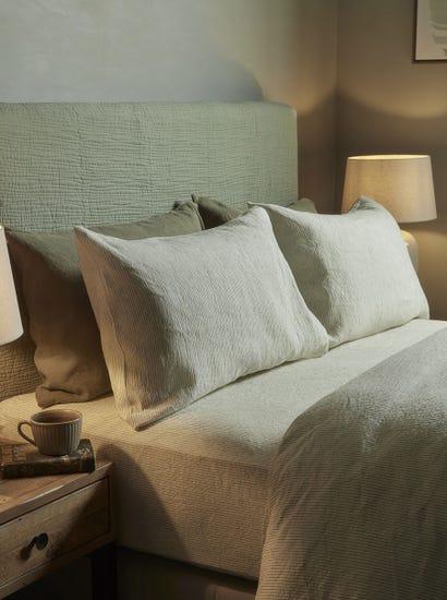 Two Luxury Linen Pillowcases - Striped