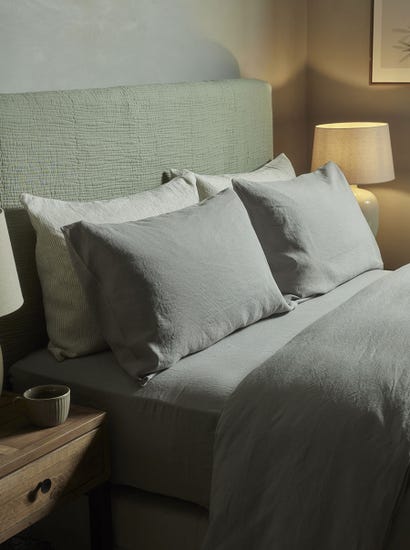 Two Luxury Linen Pillowcases - Dove Grey