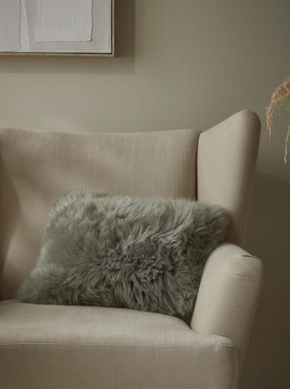 Lira Sheepskin Cushion Cover - Dusky Eucalyptus