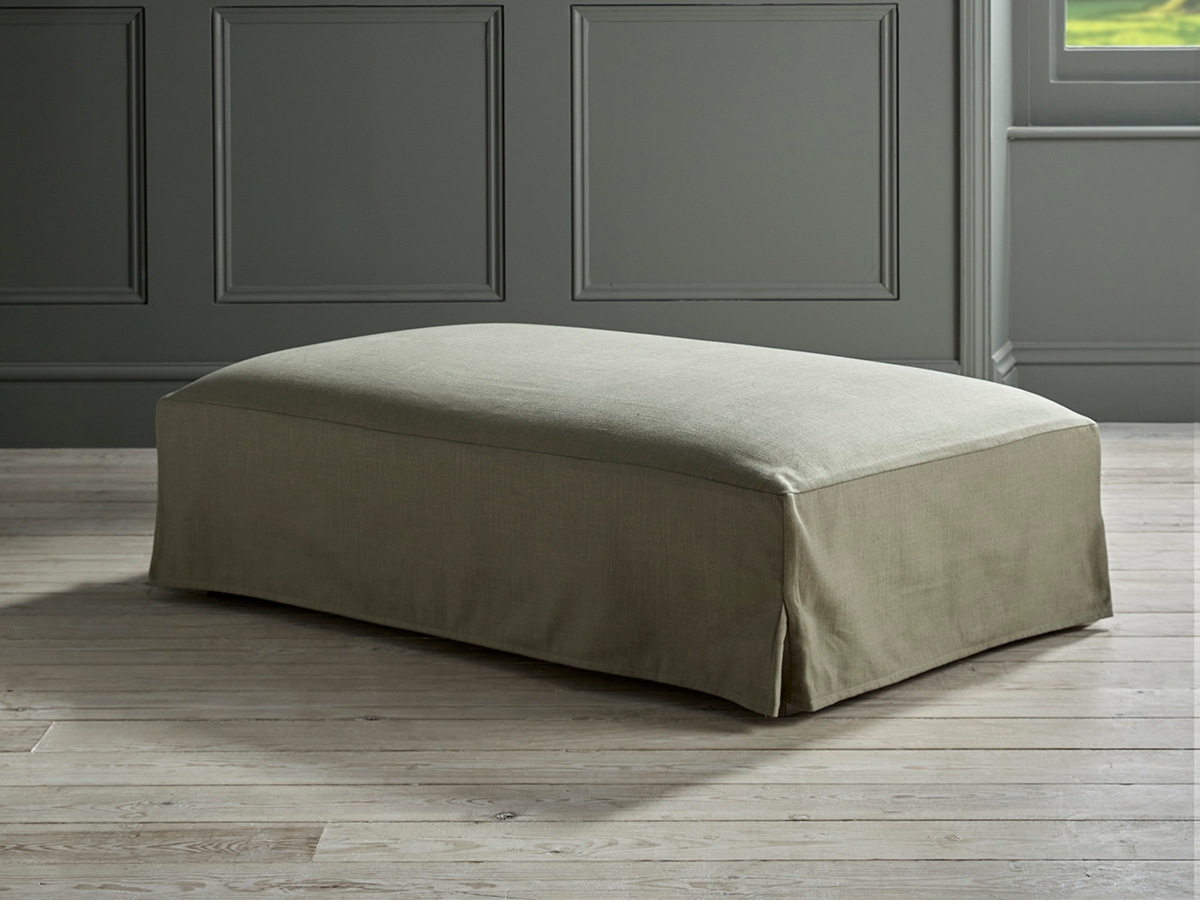 Product photograph of Loose Cover Coffee Table Ottoman Smoke Cotton Linen from Cox and Cox.