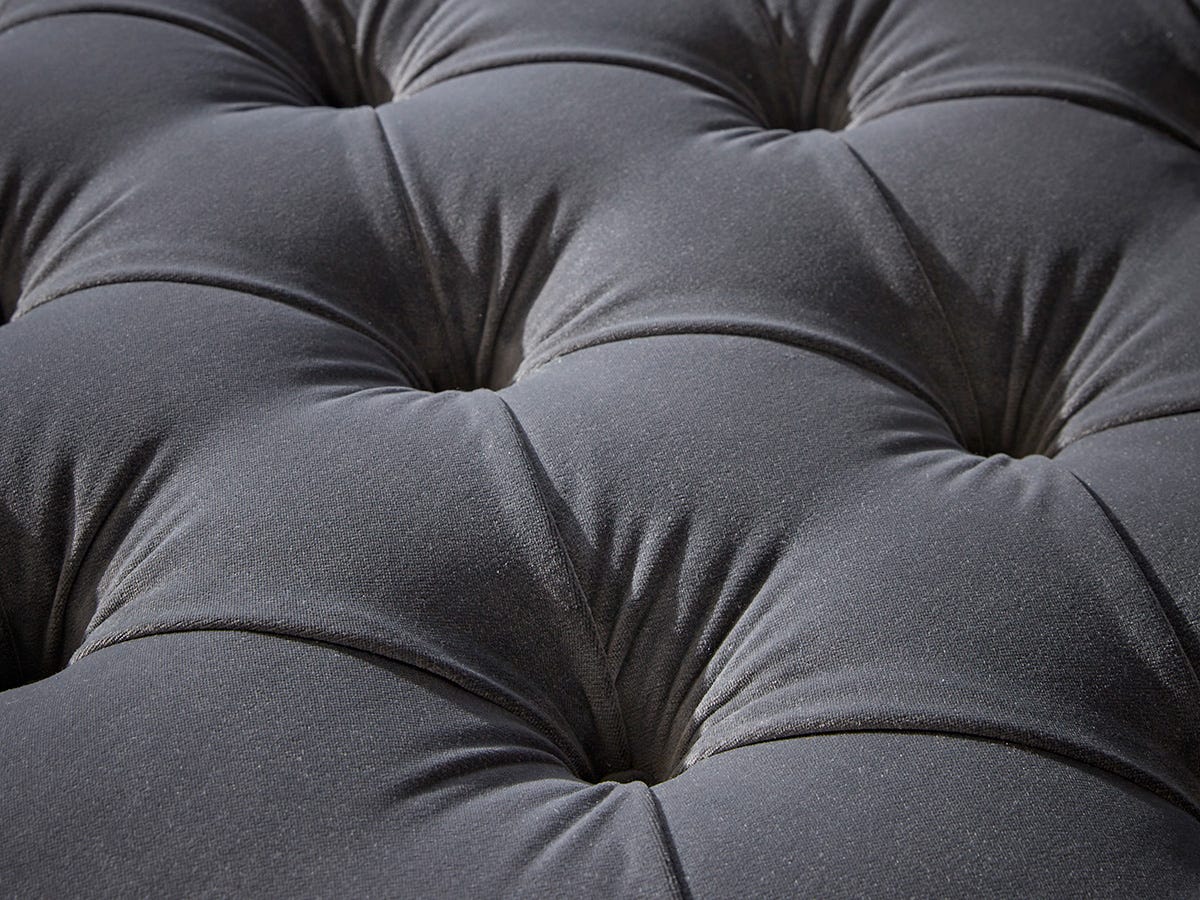 Product photograph of Buttoned Coffee Table Ottoman Natural Boucle from Cox and Cox.