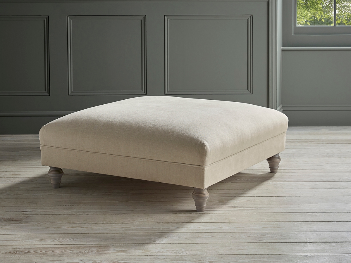 Product photograph of Square Coffee Table Ottoman Seashell Opulent Cotton Velvet from Cox and Cox.