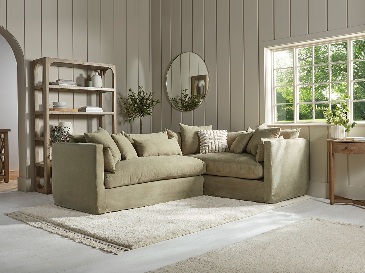 Product photograph of Colmar Corner Sofa - Left Hand Facing - Natural Luxury Linen from Cox and Cox.