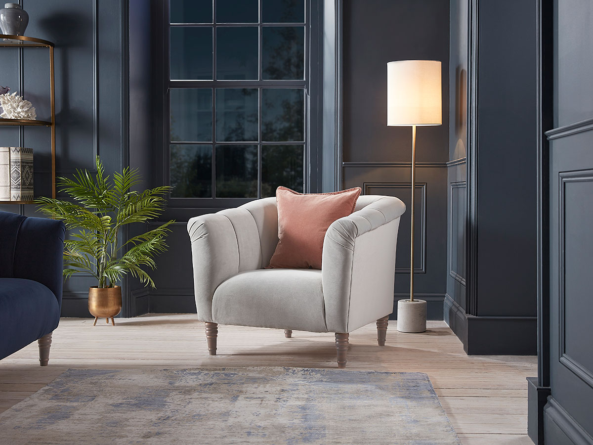 Product photograph of Kemi Armchair Navy Opulent Cotton Velvet from Cox and Cox.