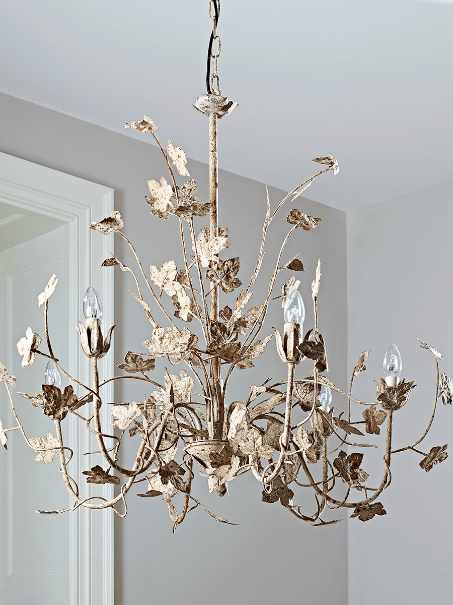 Photo of Antique white leaves chandelier