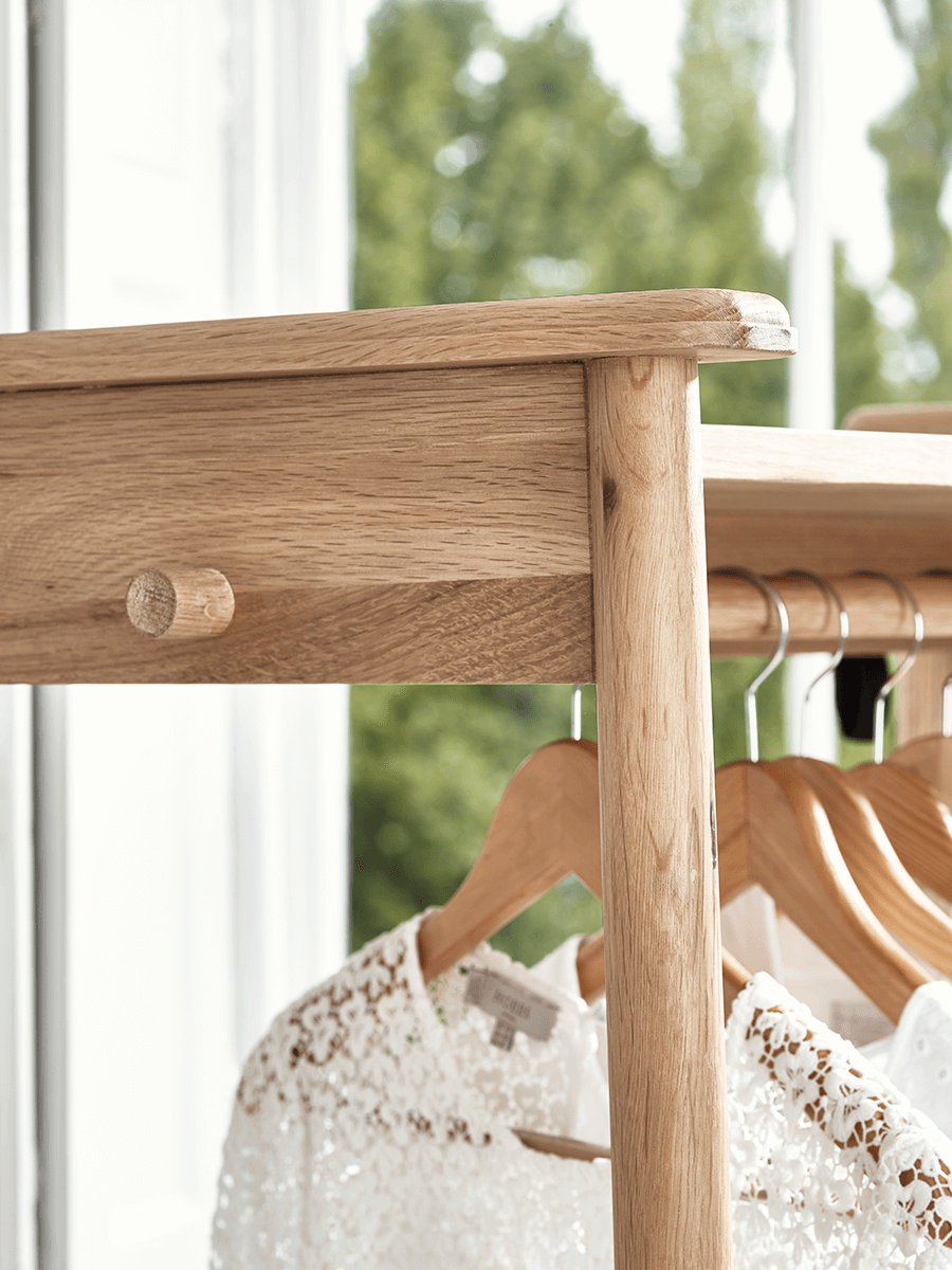 Product photograph of Bergen Oak Clothes Rail - Natural from Cox and Cox.