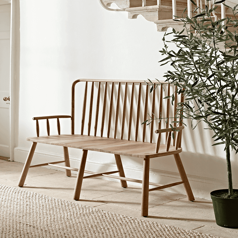 Spindle back best sale wood bench