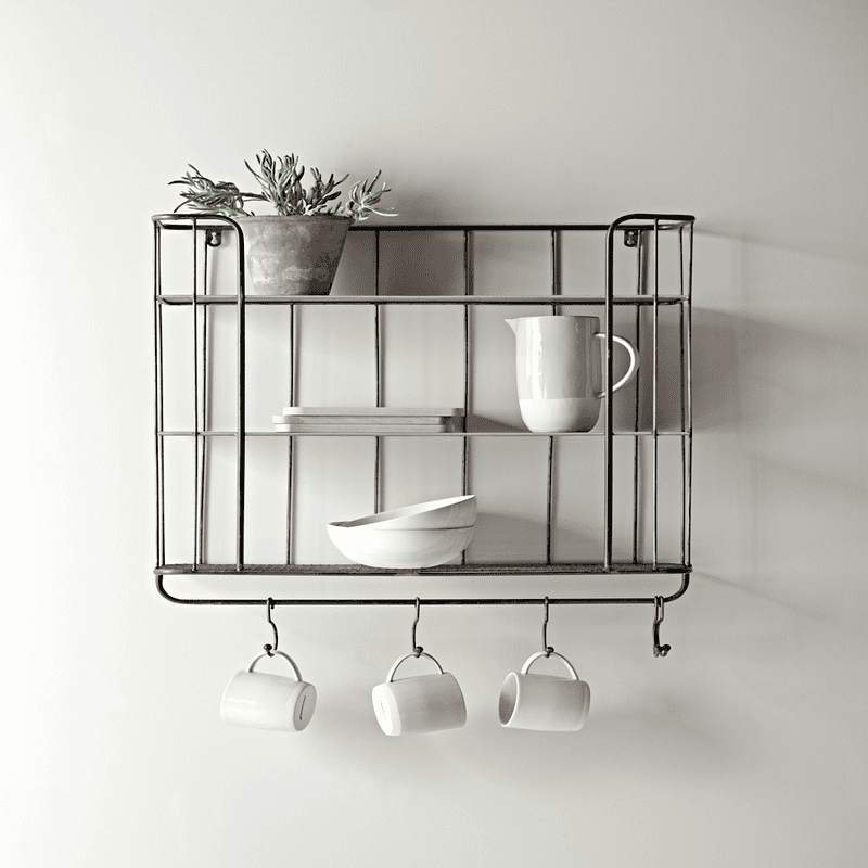 Industrial Shelf with Hooks Large