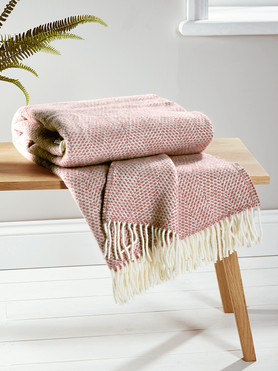 Product photograph of Soft Wool Throw - Blush from Cox and Cox