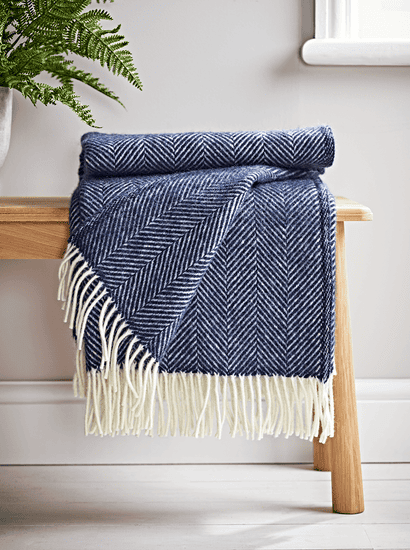 Soft Wool Throw - Navy Blue