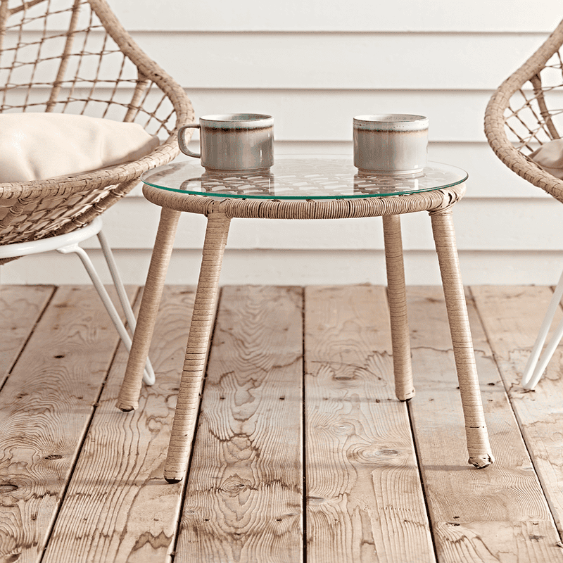 Faux Rattan Outdoor Side Table