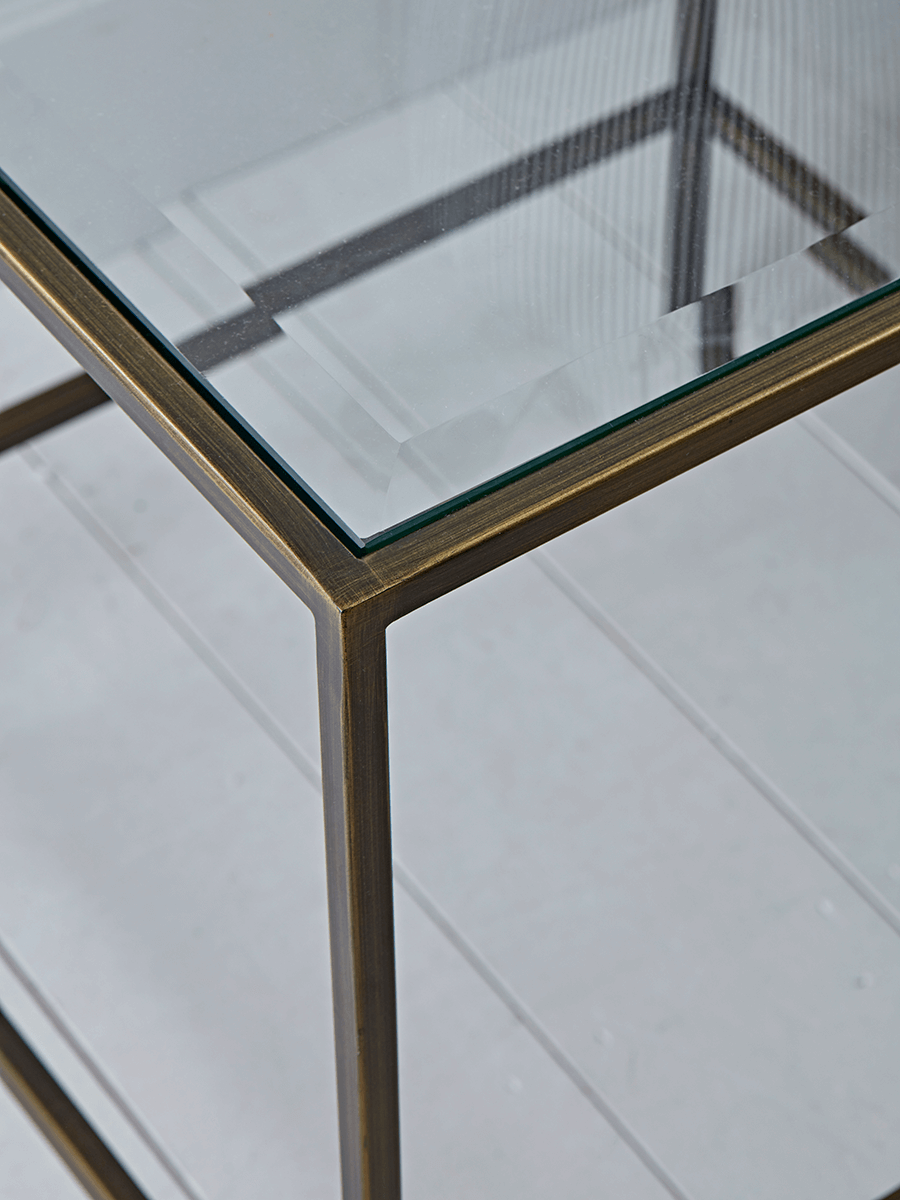 Product photograph of Villette Side Table - Burnished Brass from Cox and Cox.