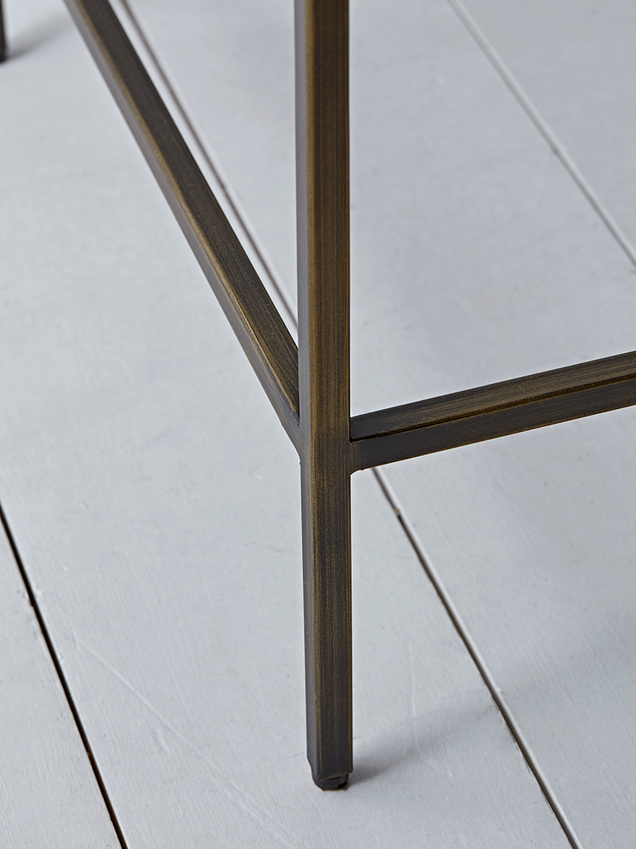 Product photograph of Villette Side Table - Burnished Brass from Cox and Cox.