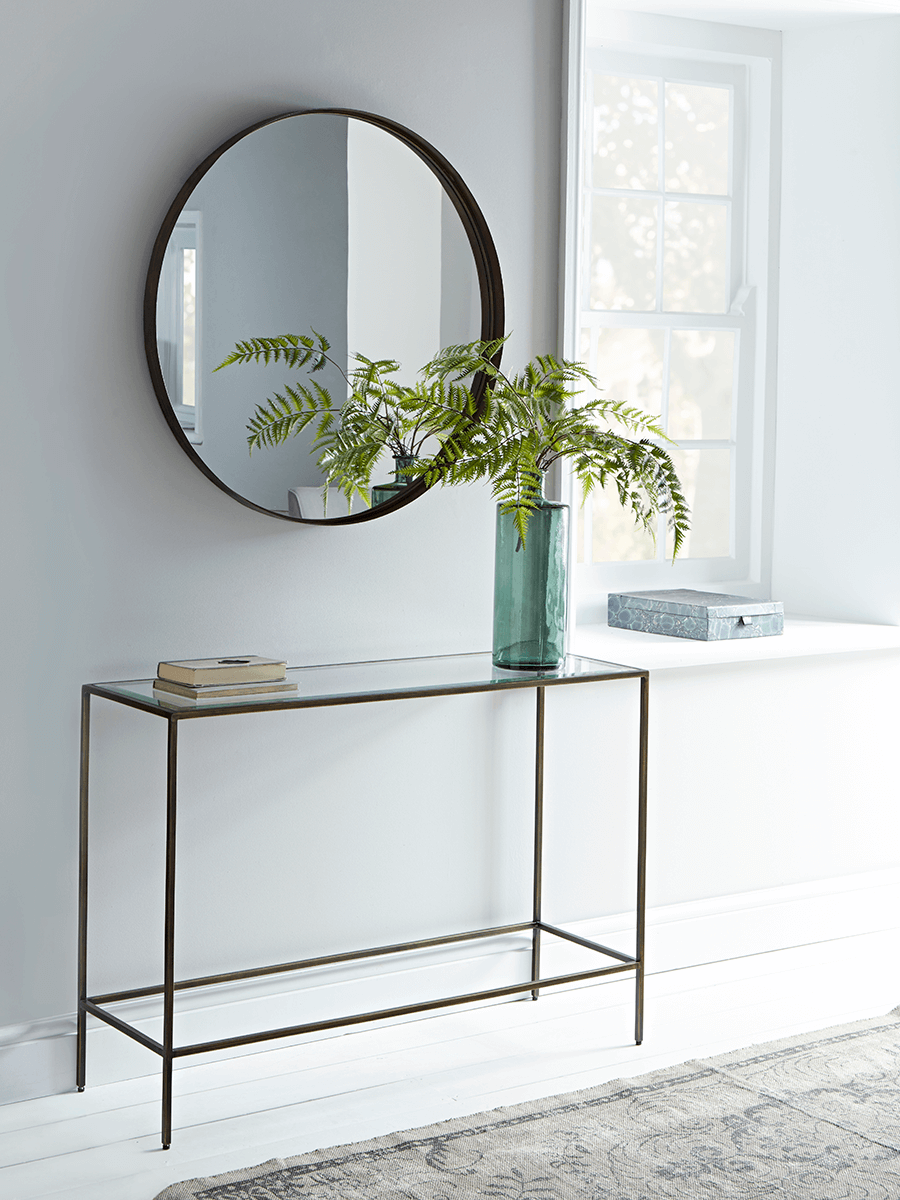 Product photograph of Villette Console Table - Burnished Brass from Cox and Cox.