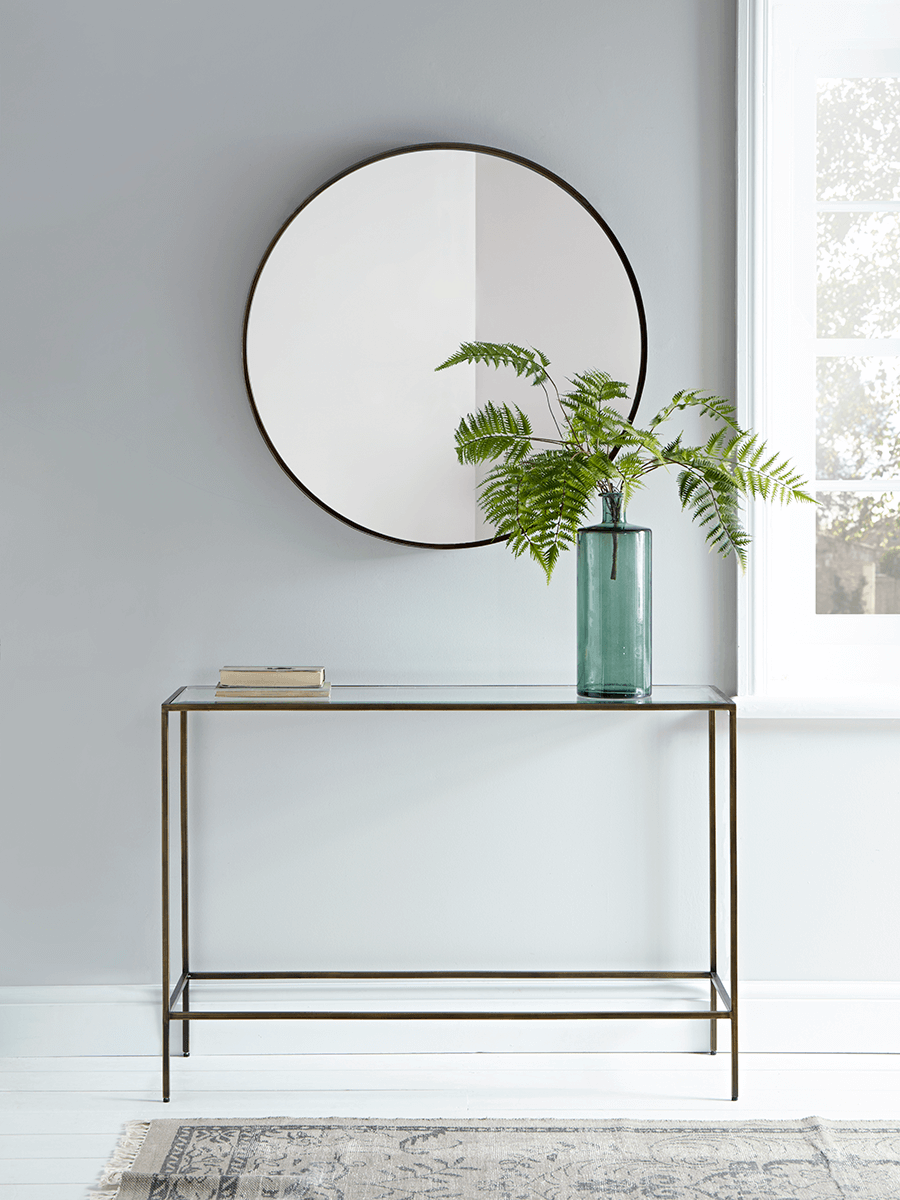 Product photograph of Villette Console Table - Burnished Brass from Cox and Cox.