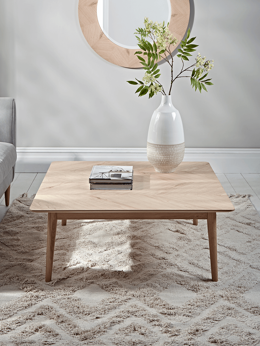 Product photograph of Chevron Oak Coffee Table from Cox and Cox