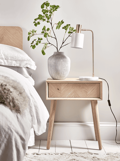 Chevron Oak Bedside Table