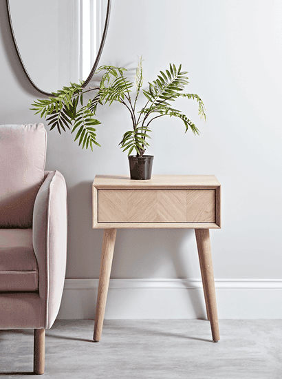 Chevron Oak Side Table