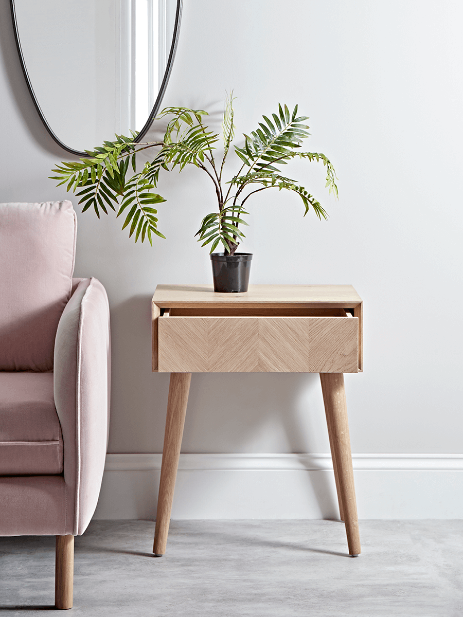 Chevron Oak Side Table