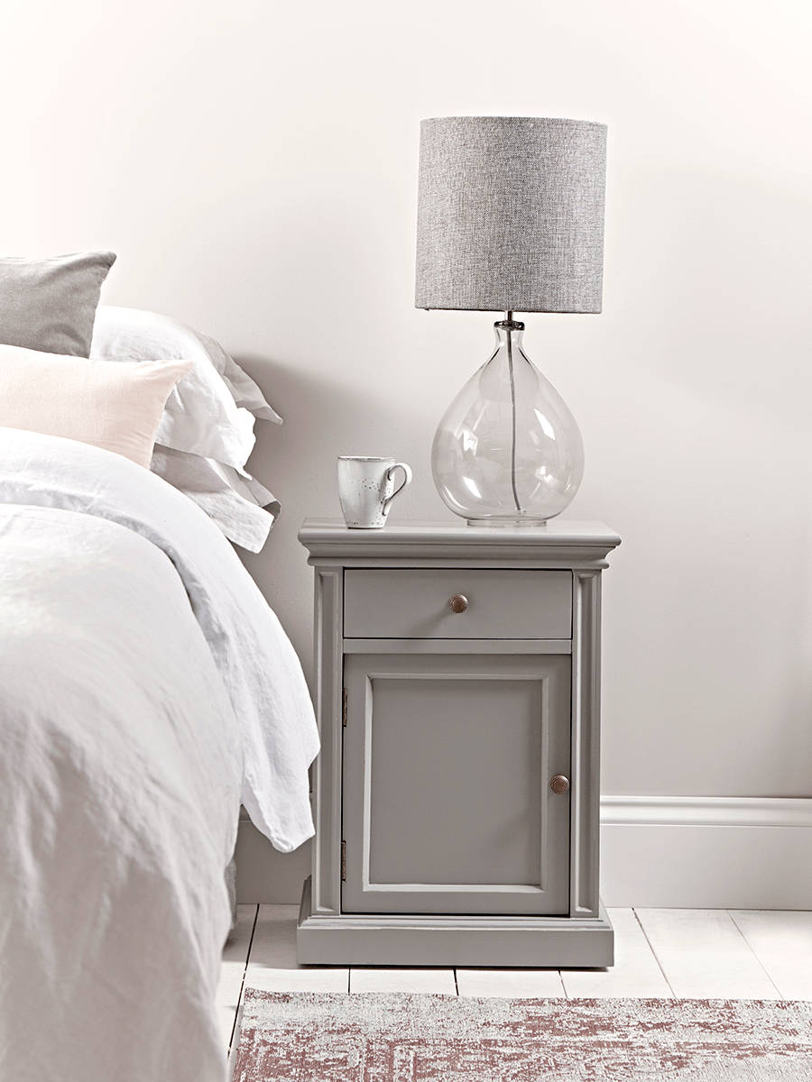 Product photograph of Grey Bedside Table from Cox and Cox