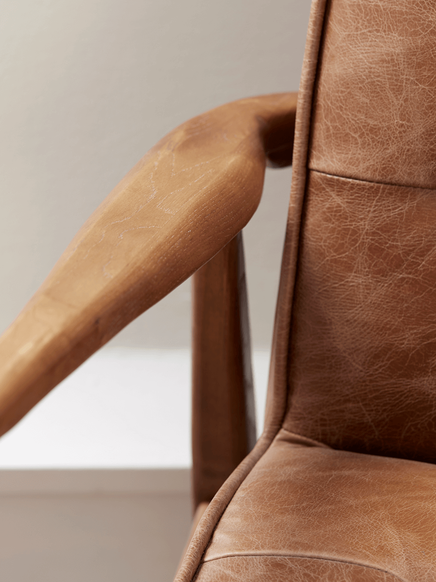 Product photograph of Mid Century Armchair - Leather from Cox and Cox.