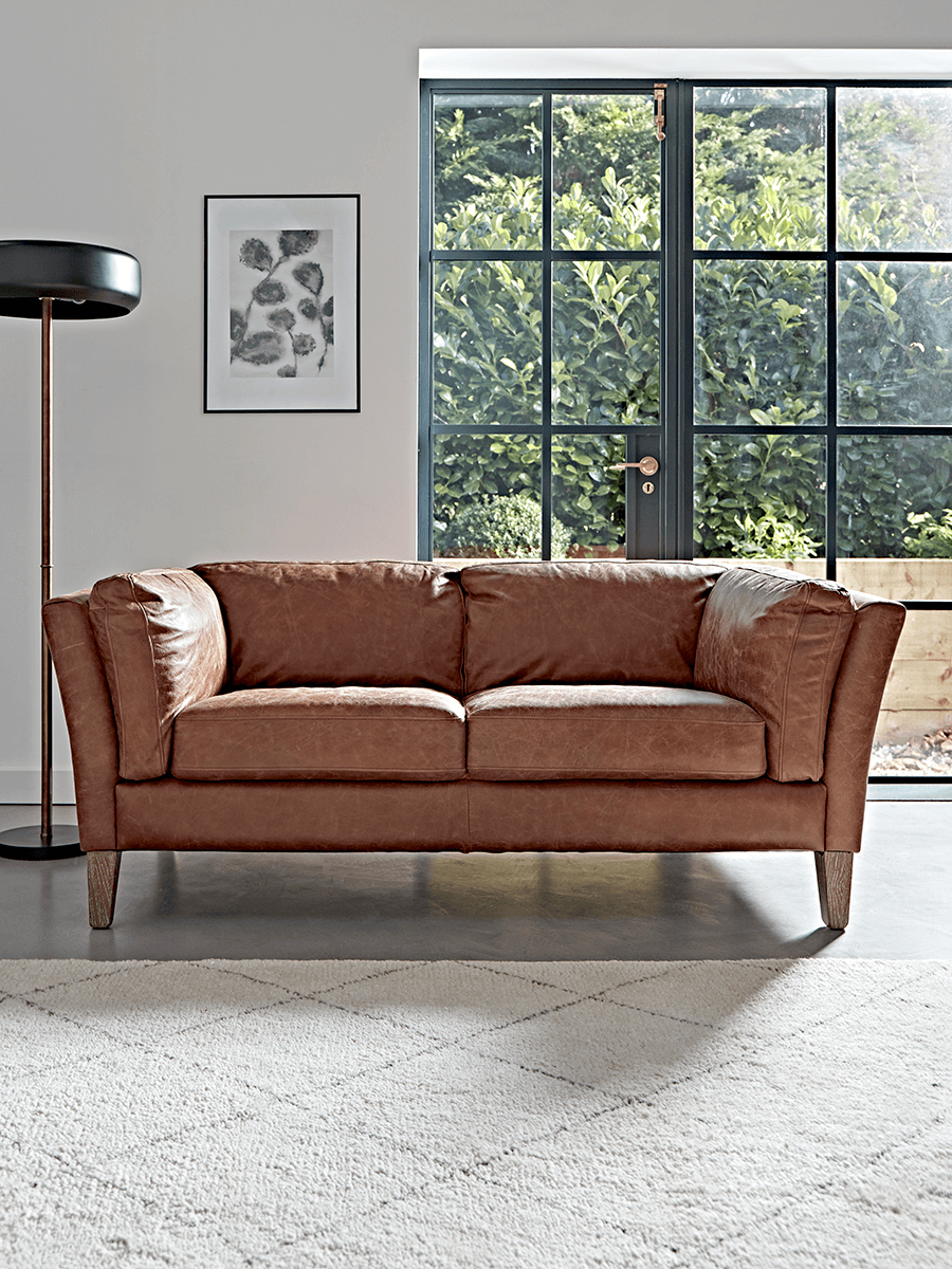 Product photograph of Tetbury Leather Sofa - Tan from Cox and Cox