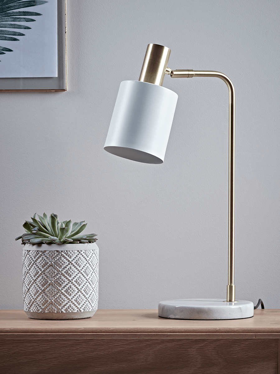 Product photograph of Hudson Desk Lamp - White from Cox and Cox.