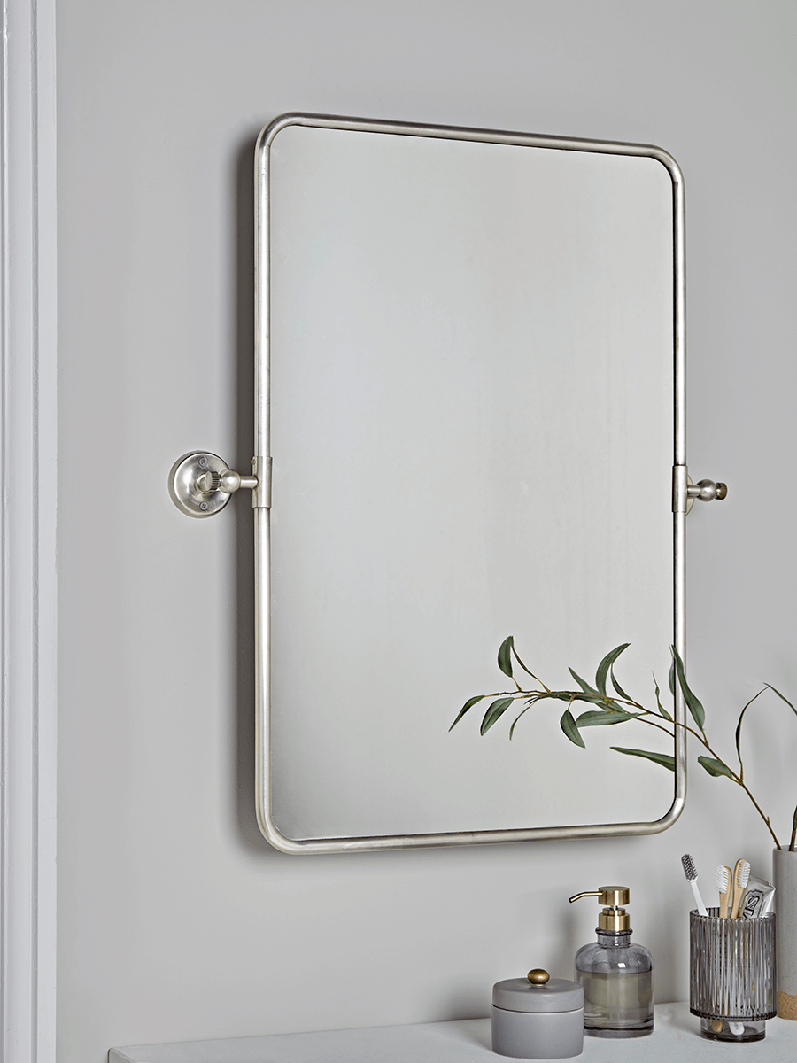 

French Rectangle Wall Mirror - Antique Silver