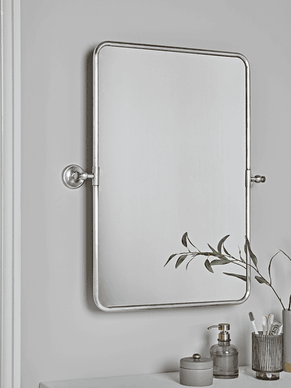 French Rectangle Wall Mirror - Antique Silver