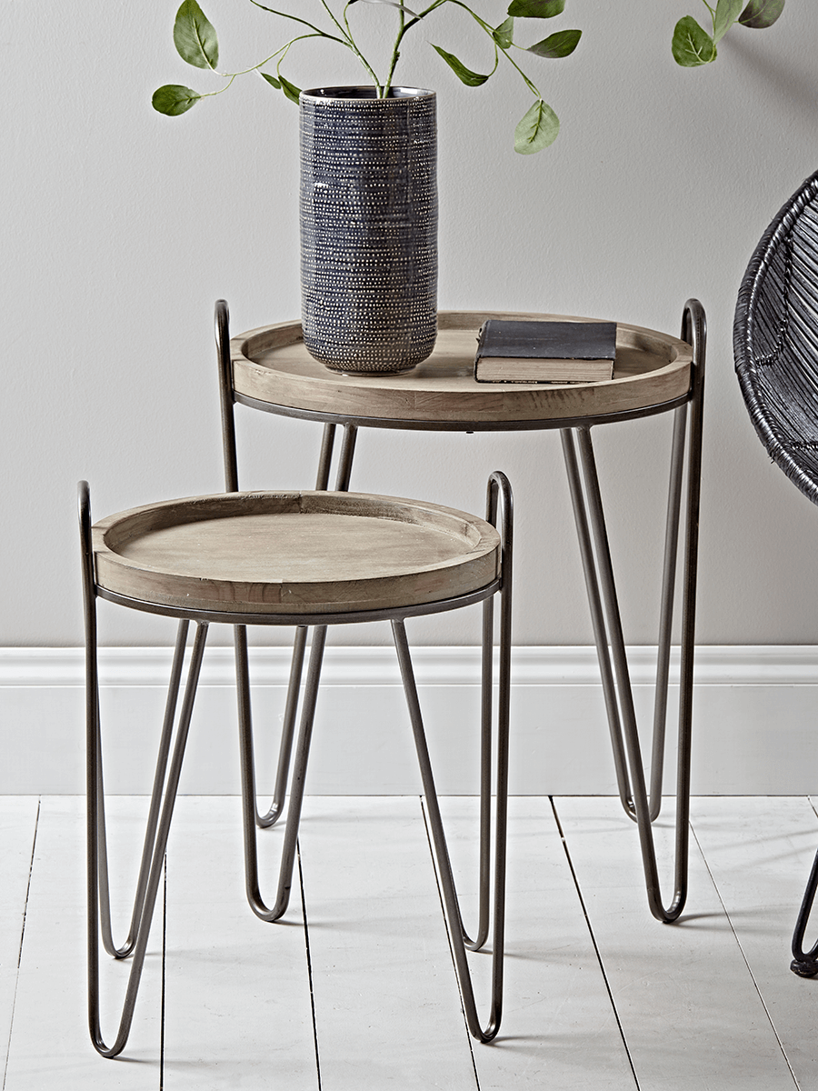 Photo of Two hairpin nesting side tables