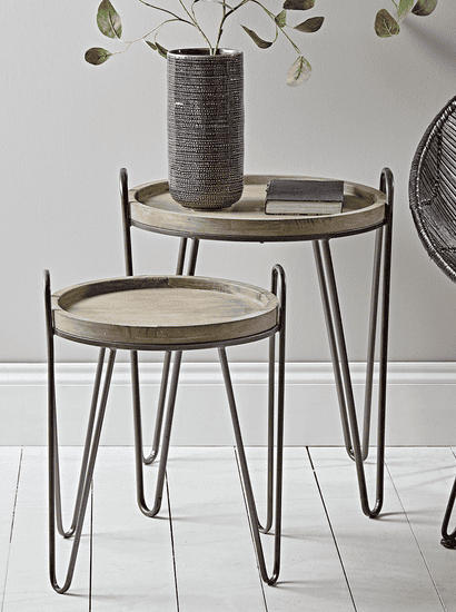 Two Hairpin Nesting Side Tables