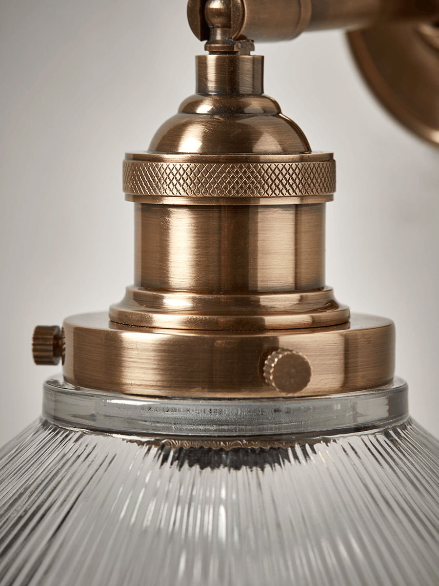 Antique Fluted Glass Wall Light - Brass