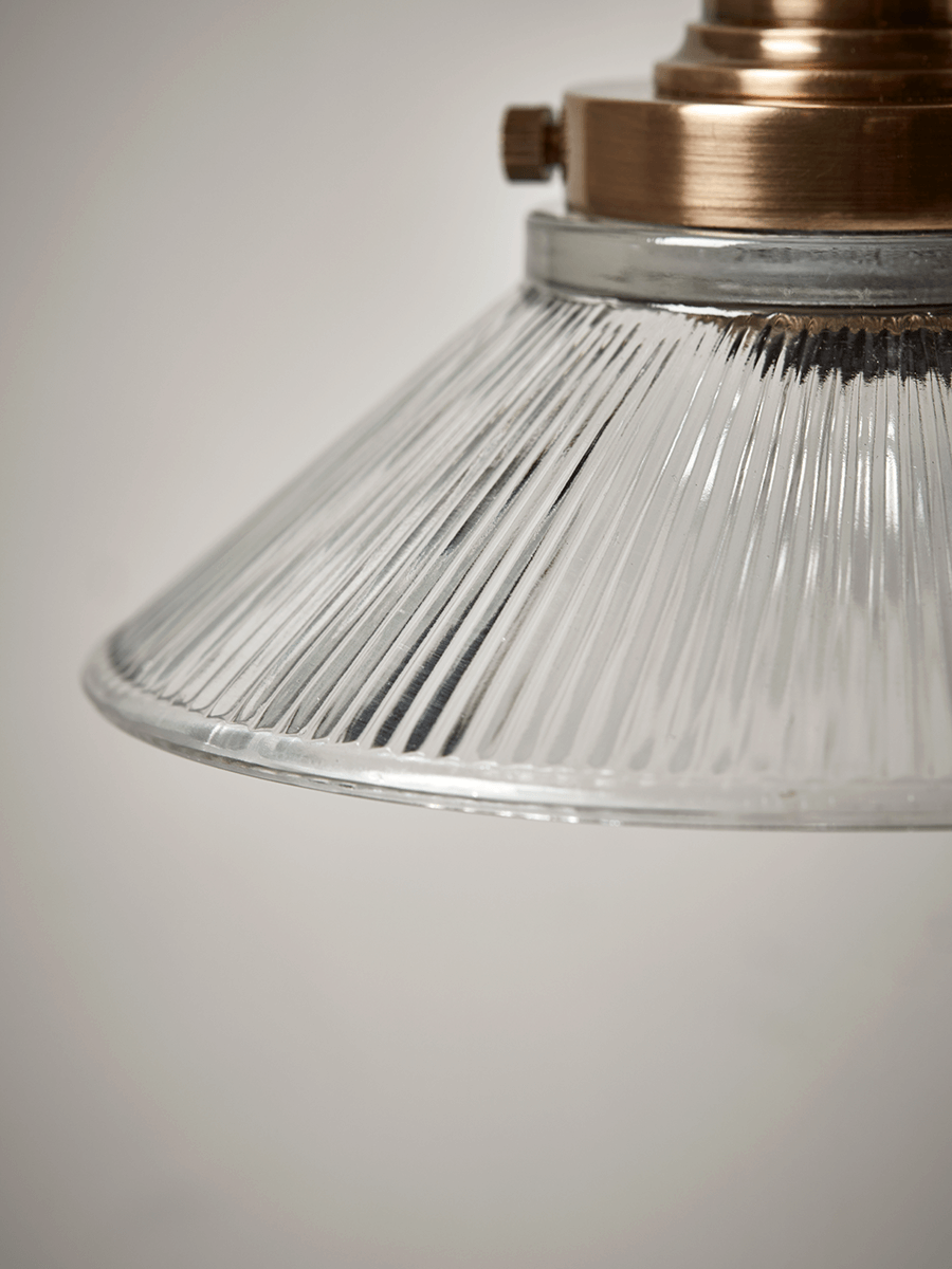Antique Fluted Glass Wall Light - Brass