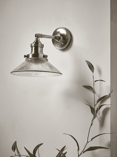 Antique Fluted Glass Wall Light - Silver