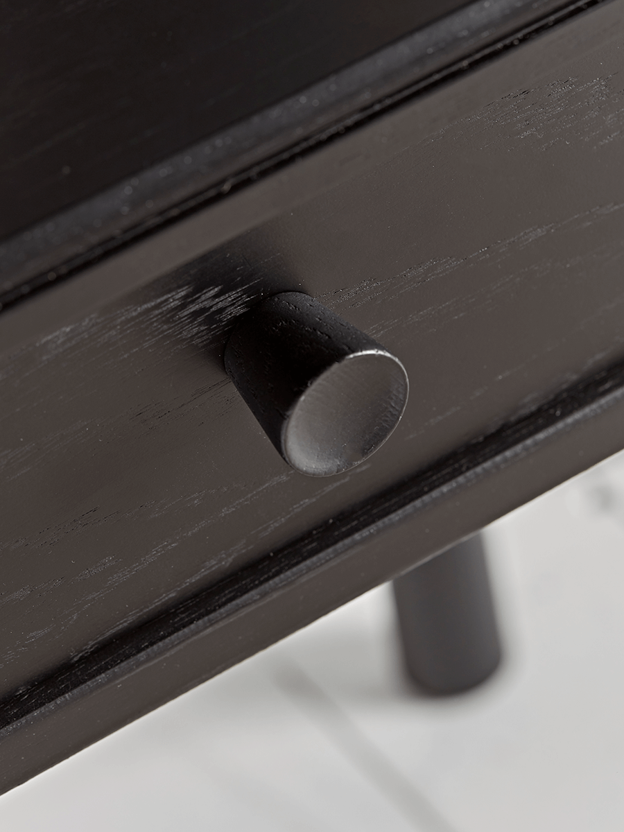 Product photograph of Bergen Oak Beside Table - Black from Cox and Cox.